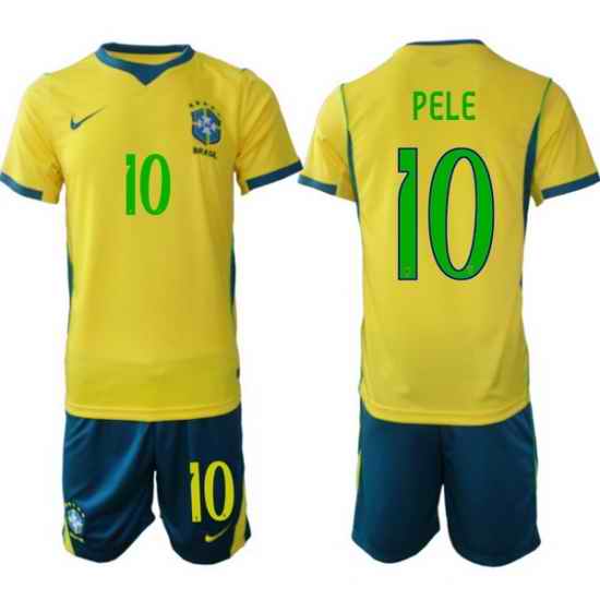 Youth Brazil 2026 FIFA World Cup Yellow Home Soccer Jersey PELE #10 Green
